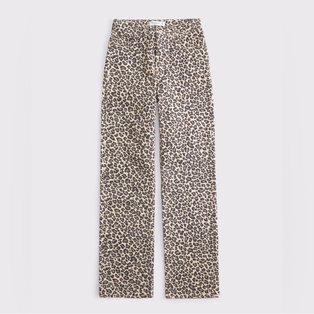 Abercrombie & Fitch Leopard Print High Rise 90s Relaxed Jeans Curve Love size 32